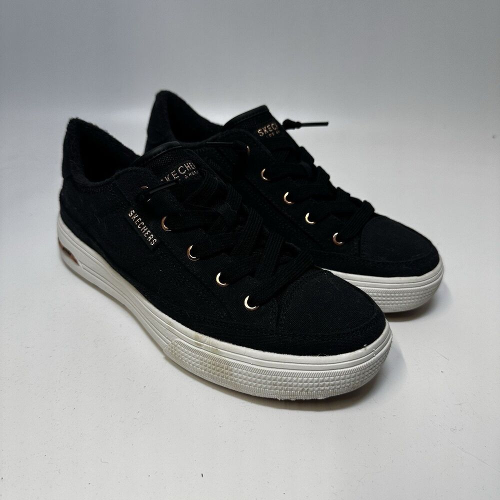 Skechers Arch Fit Arcade 177190 Women 7 Black Rose Gold Casual Sneakers